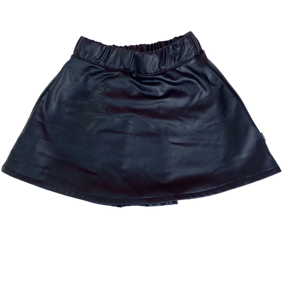 DKNY Girls Black Faux Leather Mini Skirt Elastic Waist Skater Style‎ Size 8